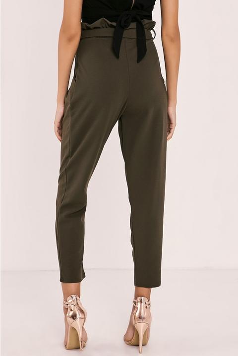 Codia Khaki Paperbag Skinny Trousers