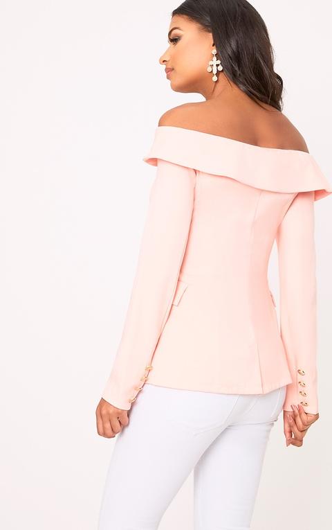 Malani Light Pink Bardot Military Style Blazer