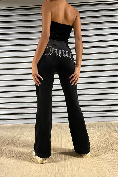 Juicy Couture Uo Exclusive Flare Track Pants - Black M At Urban Outfitters