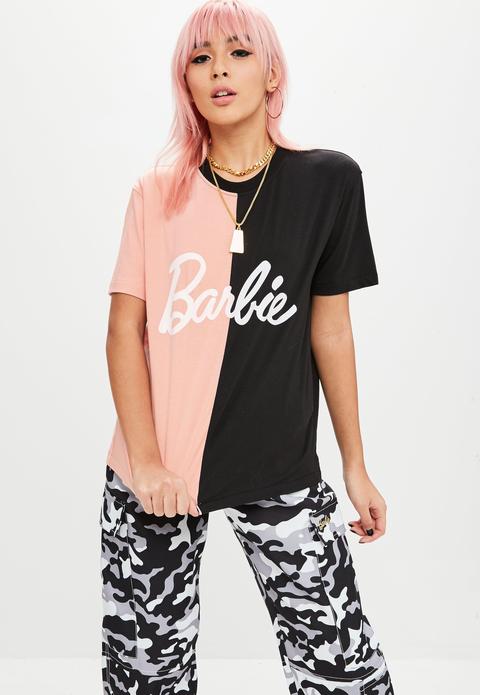 Barbie X Missguided Black Spliced Barbie T-shirt