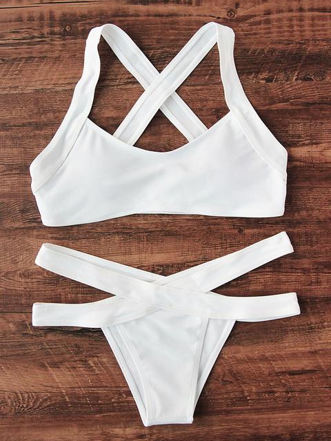 Sets De Bikini Con Abertura Lateral De Espalda Con Tiras Cruzadas