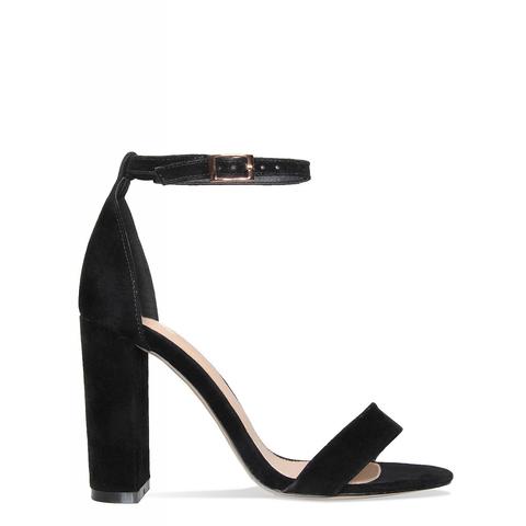 Piper Black Suede Barely There Block Heels