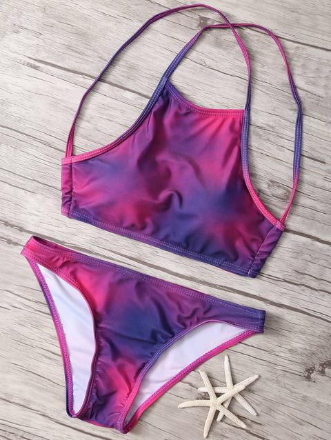 Tie-dye High Neck Bikini Set