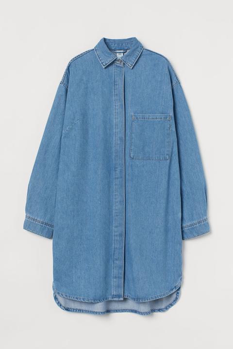 Oversized Denim Dress - Blue