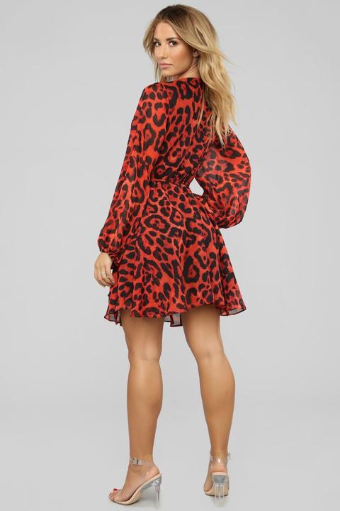 red and black cheetah print dress