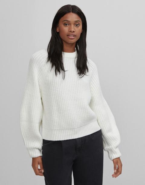 Rib-knit Sweater With Sleeve Detailing