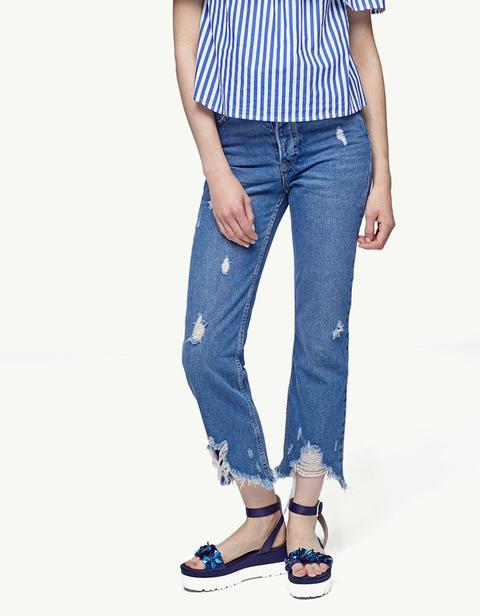 Pantalone Straight Random Hem Jeans Medio
