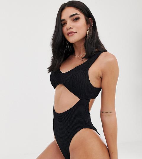 River Island - Costume Da Bagno Nero Con Cut-out - Nero