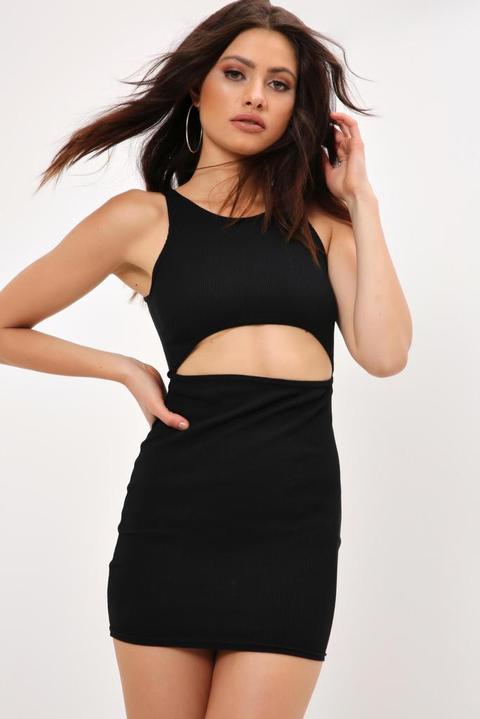 Black Cut Out Rib Mini Dress