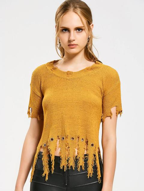 Maglione Corto Delle Nappe Delle Maniche Corte
