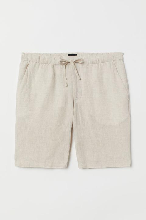 H & M - Shorts Misto Lino Relaxed Fit - Bianco