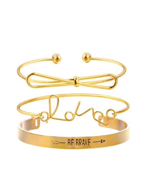 Bracciali Con Dettaglio Fiocco E Lettera Set 3 Pezzi