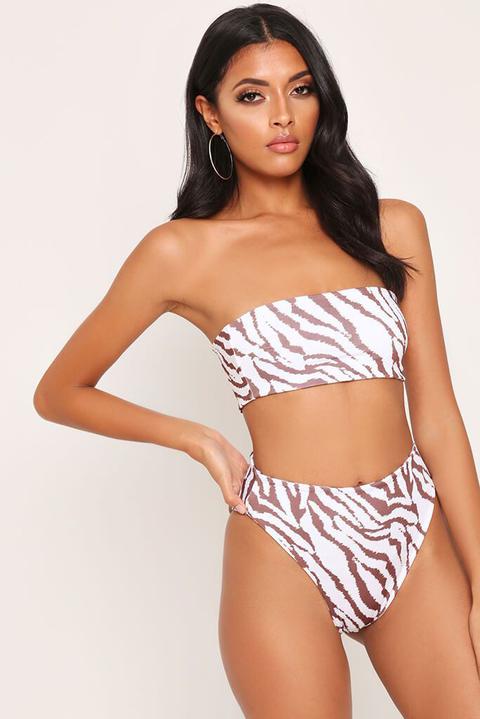 zebra print high waisted bikini