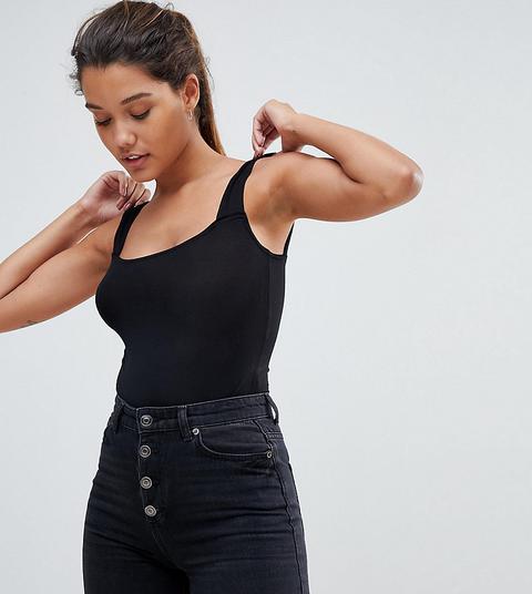 Esclusiva Prettylittlething - Body Basic Con Scollo Quadrato - Nero