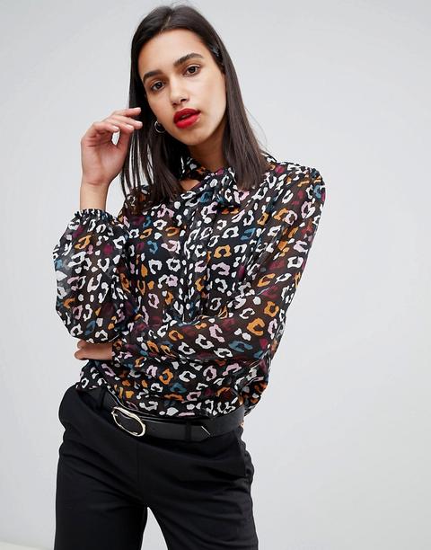 Y.a.s - Tippa - Blusa Animalier Con Fiocco - Multicolore