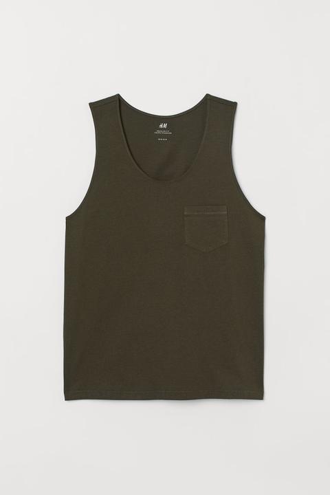 H & M - Canotta Con Taschino - Verde