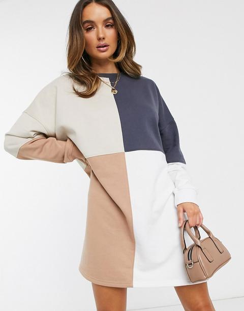 Vestido Tipo Sudadera Extragrande Con Diseño Colour Block De Missguided-multicolor