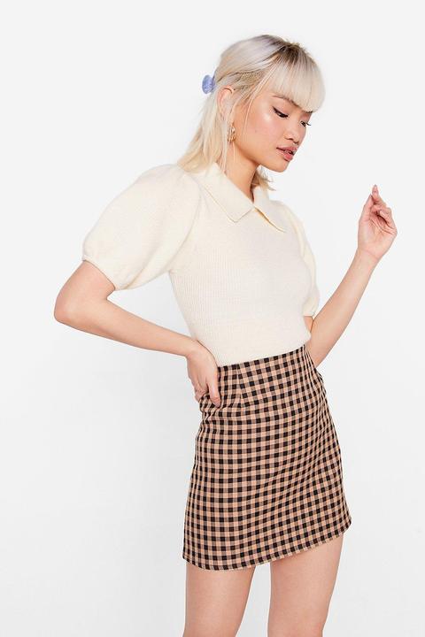 Womens Petite Gingham Check Mini Skirt