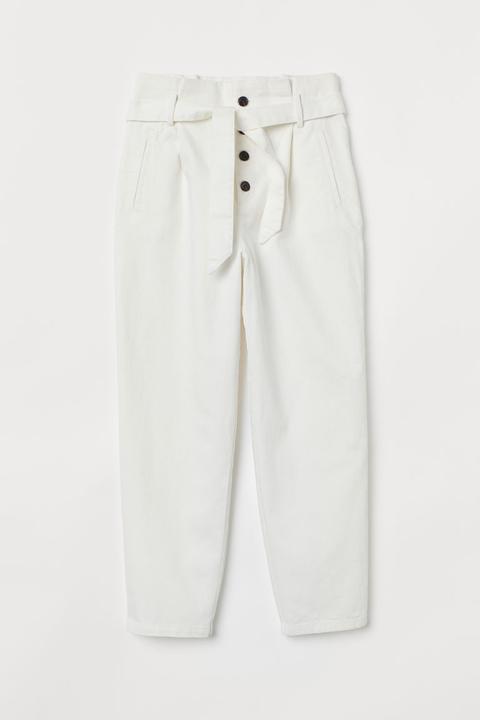 Paper Bag Trousers - White