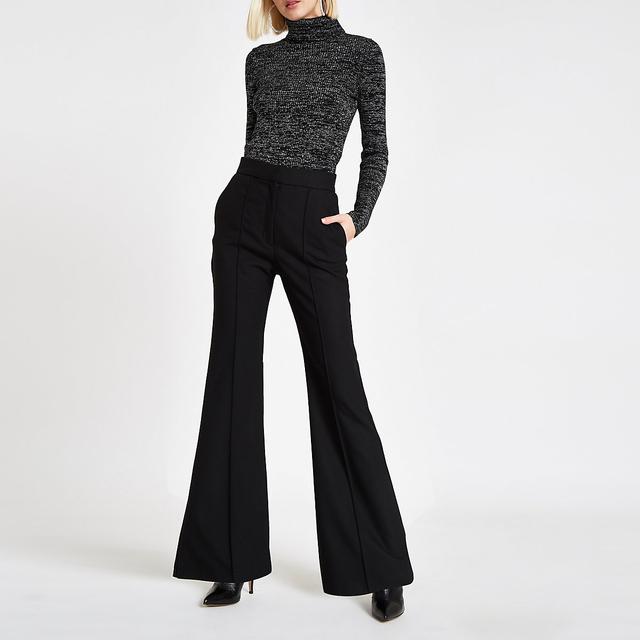 river island black flared trousers