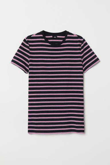 H & M - T-shirt A Righe Muscle Fit - Rosa