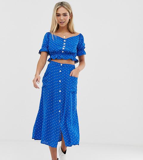 Falda Midi De Lunares De Miss Selfridge-azul