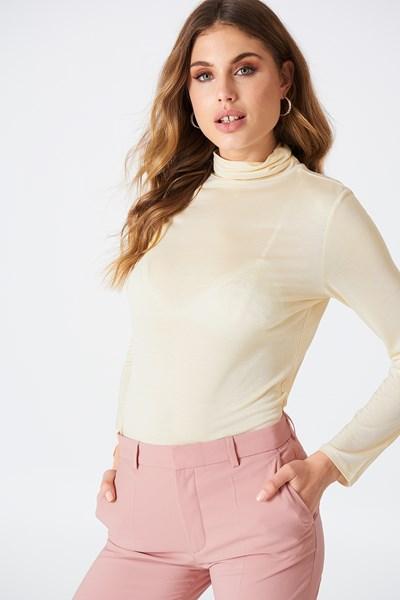 Filippa K Tencel Polo Neck Top - Offwhite