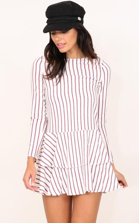 Candles At Sunset Dress In White Stripe