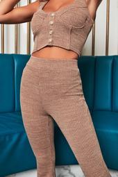 Patricia Bright Soft Knit Fit And Flare Trouser In Mink