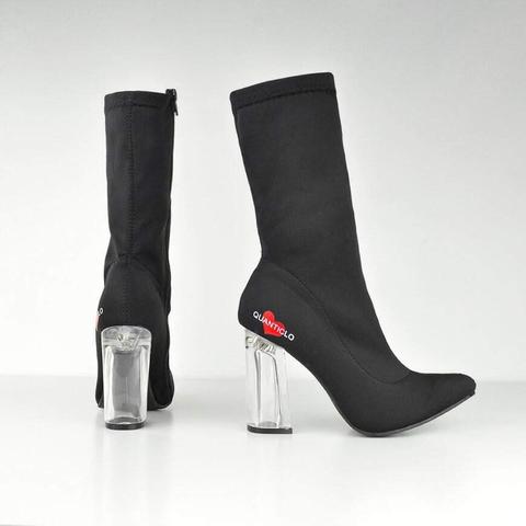 Iry- Perspex Heel Boots In Black