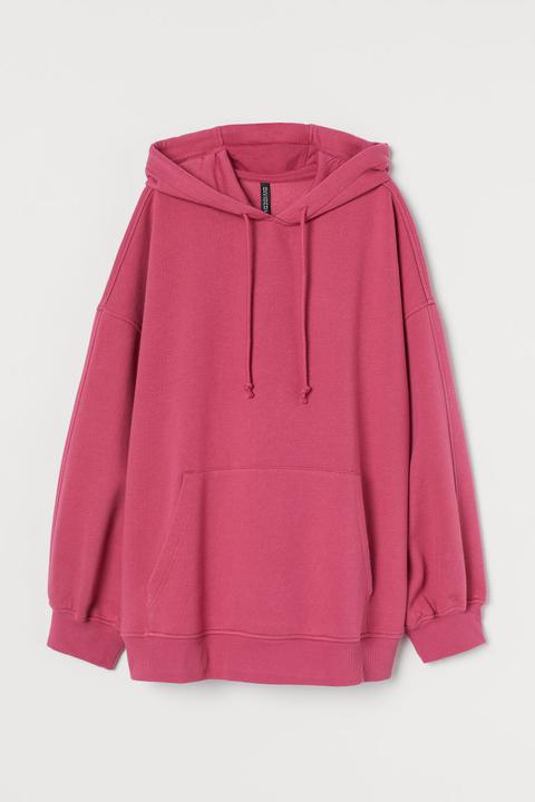 Sudadera Oversize Con Capucha - Rosa