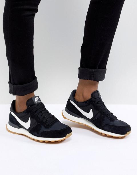 Nike Internationalist Nylon Trainers In Black And White