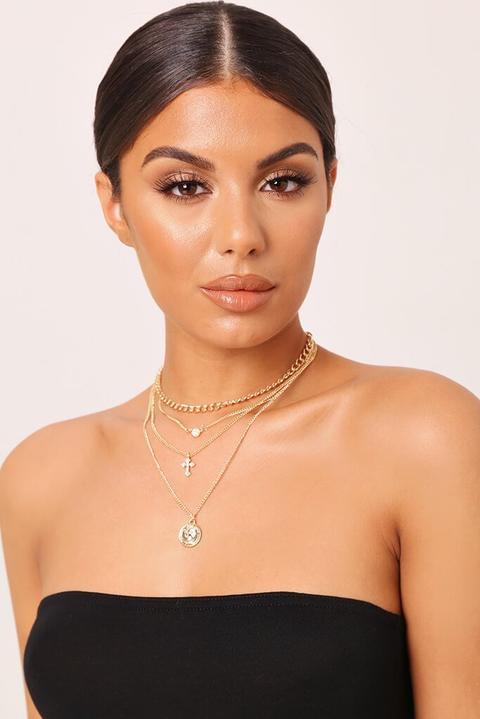 Choker Detail Layered Coin Necklace