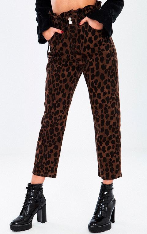 Ruffle Waist Animal Print Pants