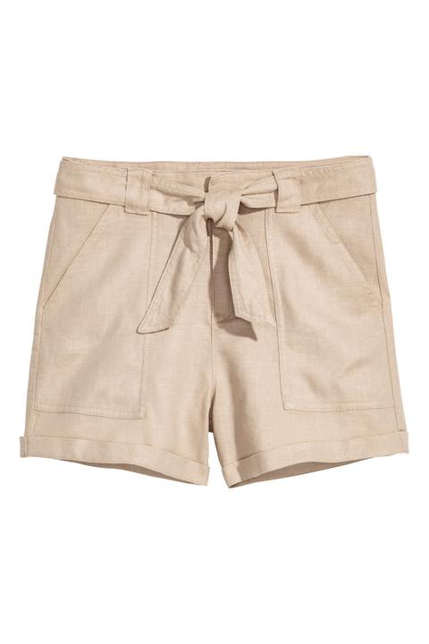 H & M - Shorts In Misto Lino - Beige