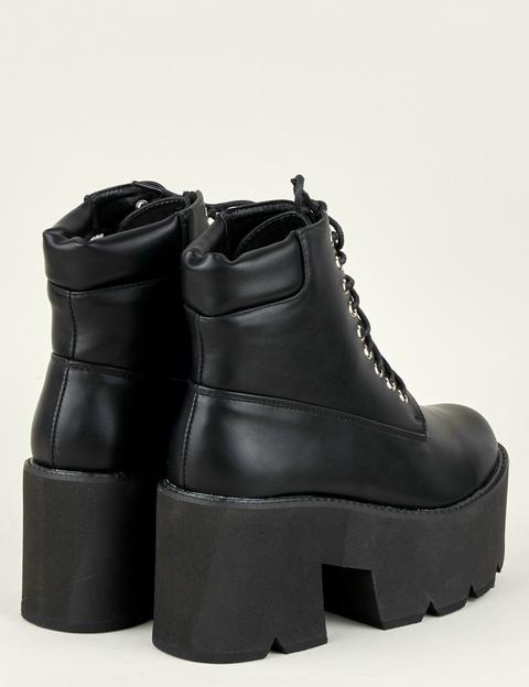 black lace up platform ankle boots