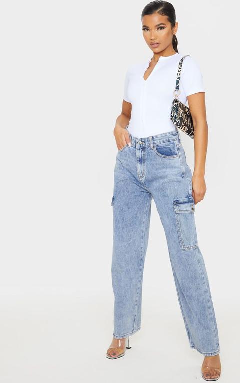 Vintage Wash Baggy Pocket Detail Jeans