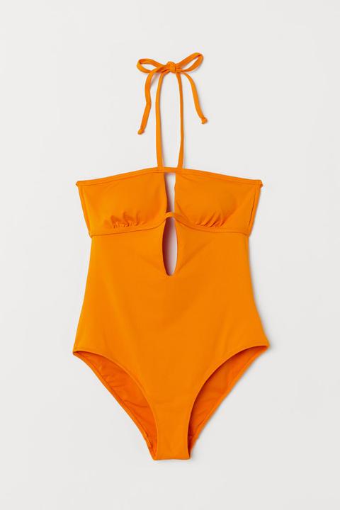 Traje De Baño Cuello Halter - Naranja