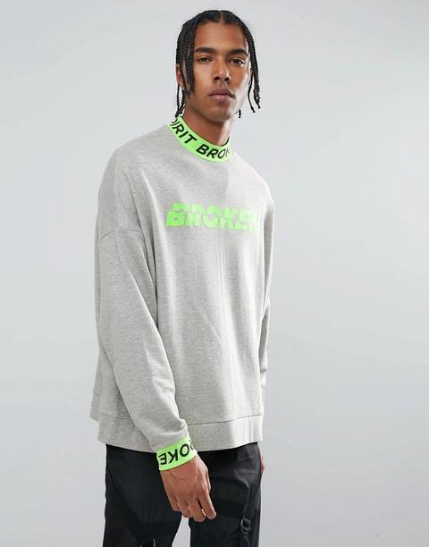 Asos Oversized Sweatshirt With Contrast Collar & Cuff