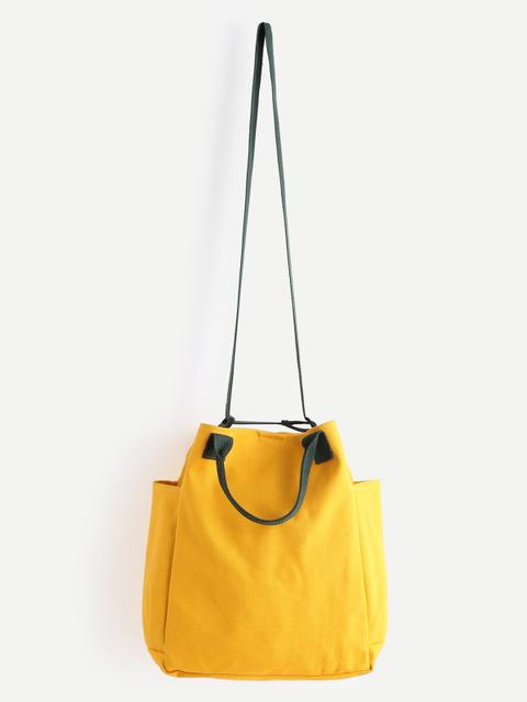 Giallo Borsa Di Tela Di Crossbody Con La Maniglia