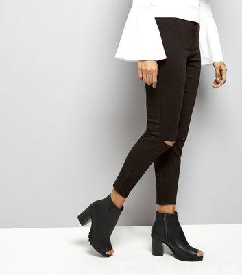 Petite Schwarze High Waist Skinny Jeans Mit Zerrissenen Knien From New Look On 21 Buttons