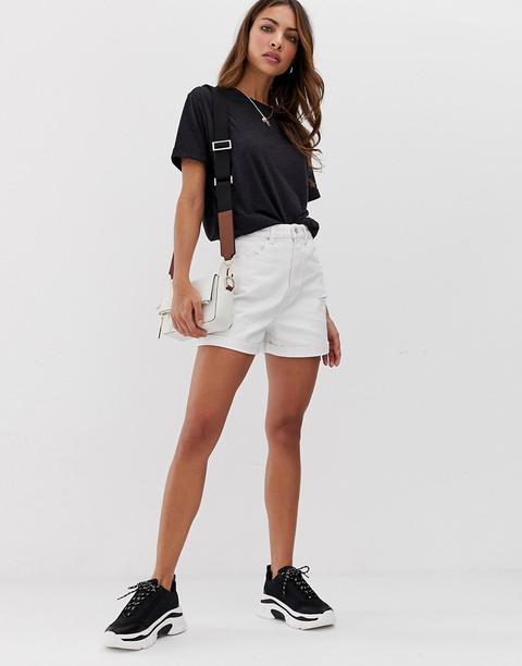 Stradivarius - Mom Shorts Bianchi - Bianco