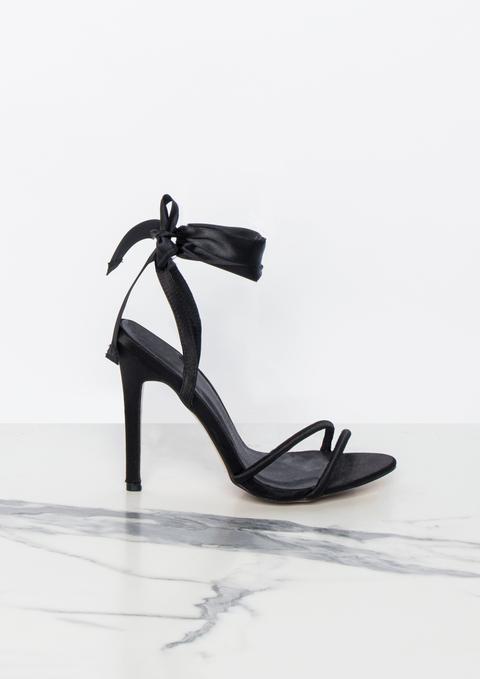 black satin high heels
