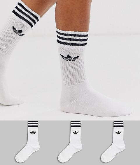 Adidas Originals Adicolor Trefoil 3 Pack White Socks