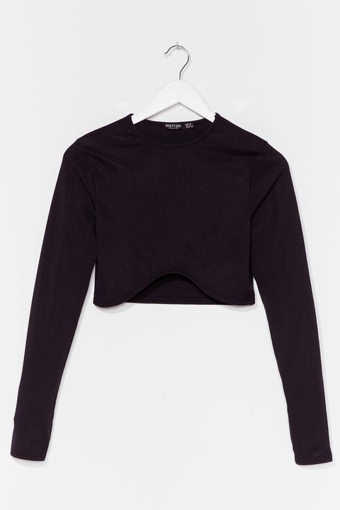 Womens Long Sleeve Underbust Crop Top