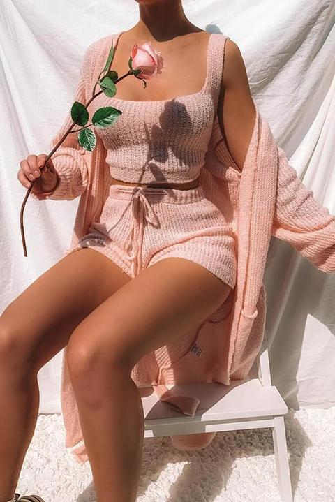 Baby Pink Cosy Knitted Short