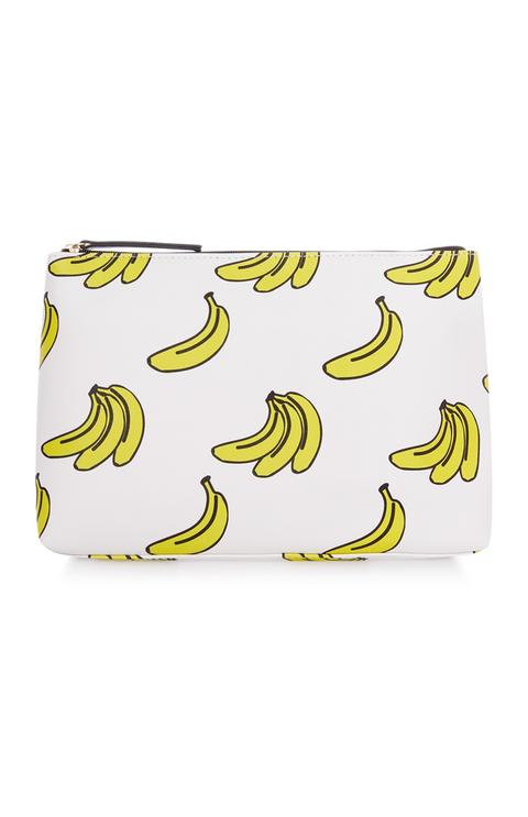 Neceser Blanco Con Estampado De Plátanos