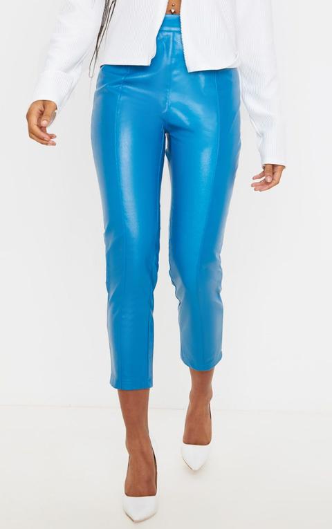 Petrol Blue Cropped Faux Leather 