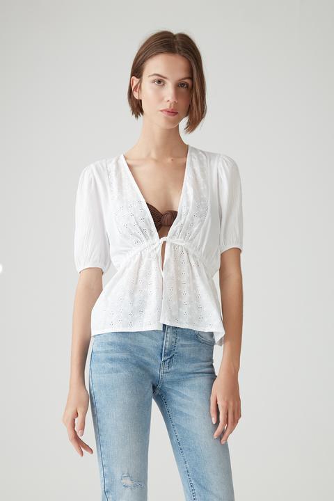 Blusa Blanca Lazada Bordado Suizo