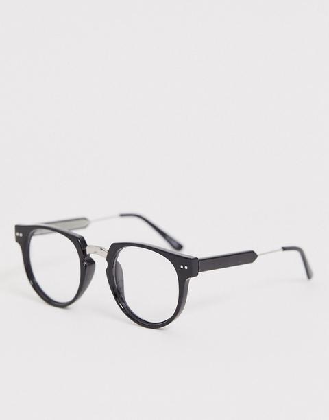 Spitfire Teddy Boy 2 Round Clear Lens Glasses In Black